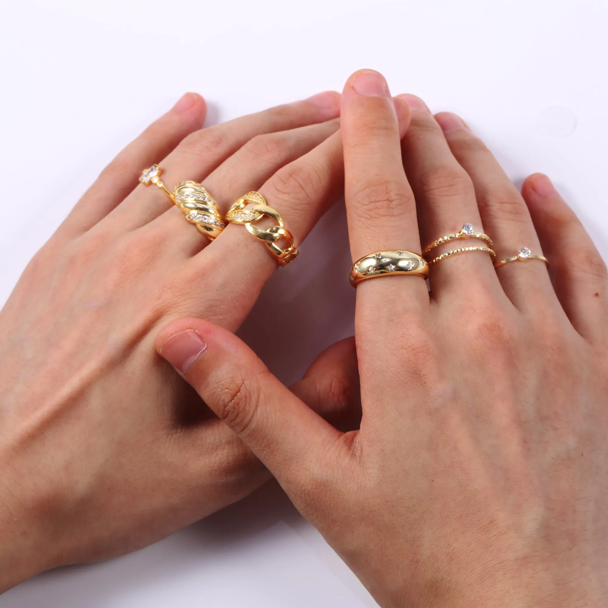 14k Gold Chunky Link Chain Open Ring