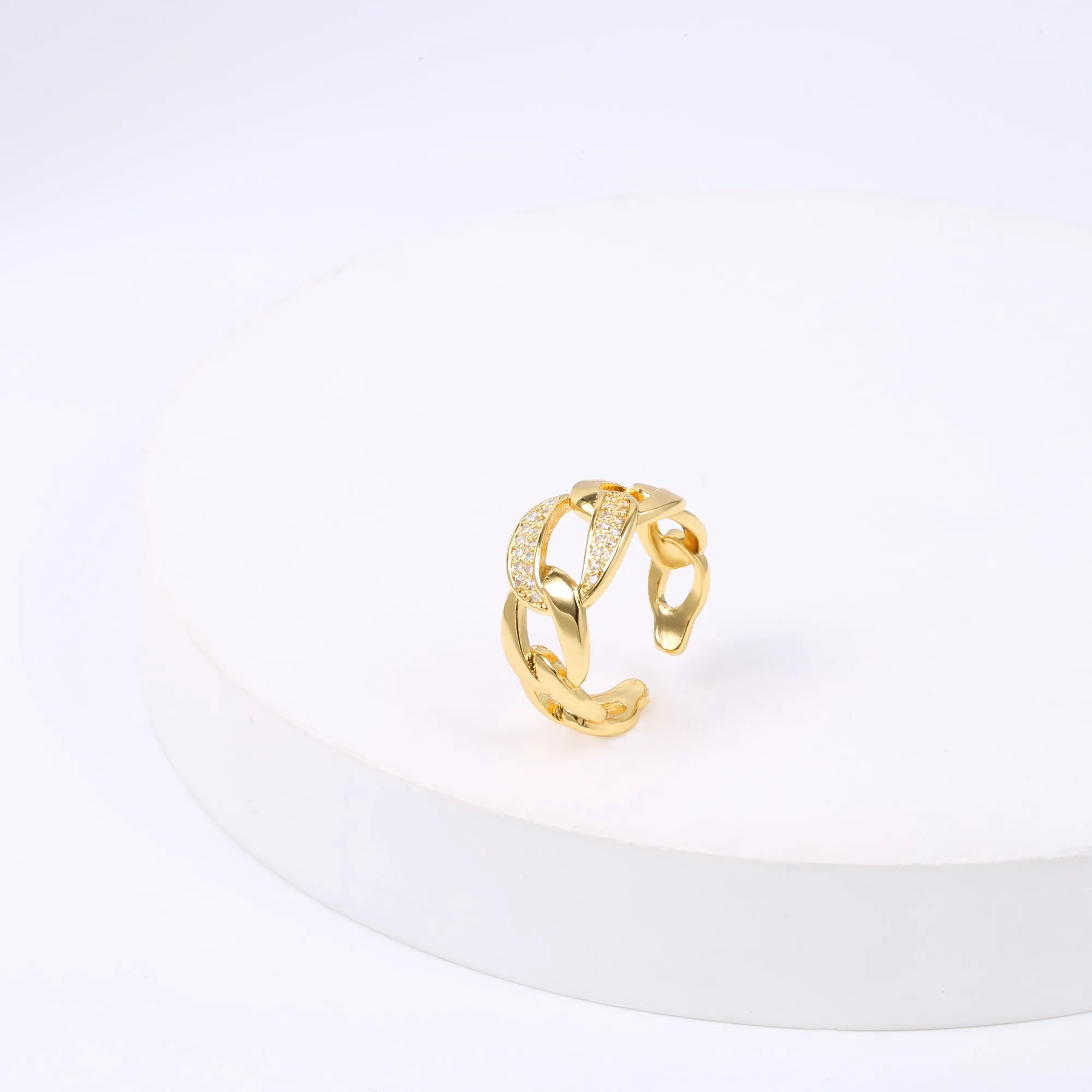14k Gold Chunky Link Chain Open Ring