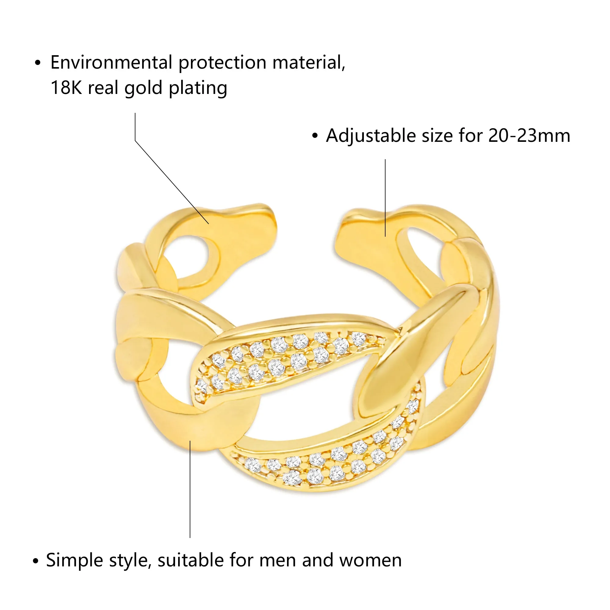 14k Gold Chunky Link Chain Open Ring