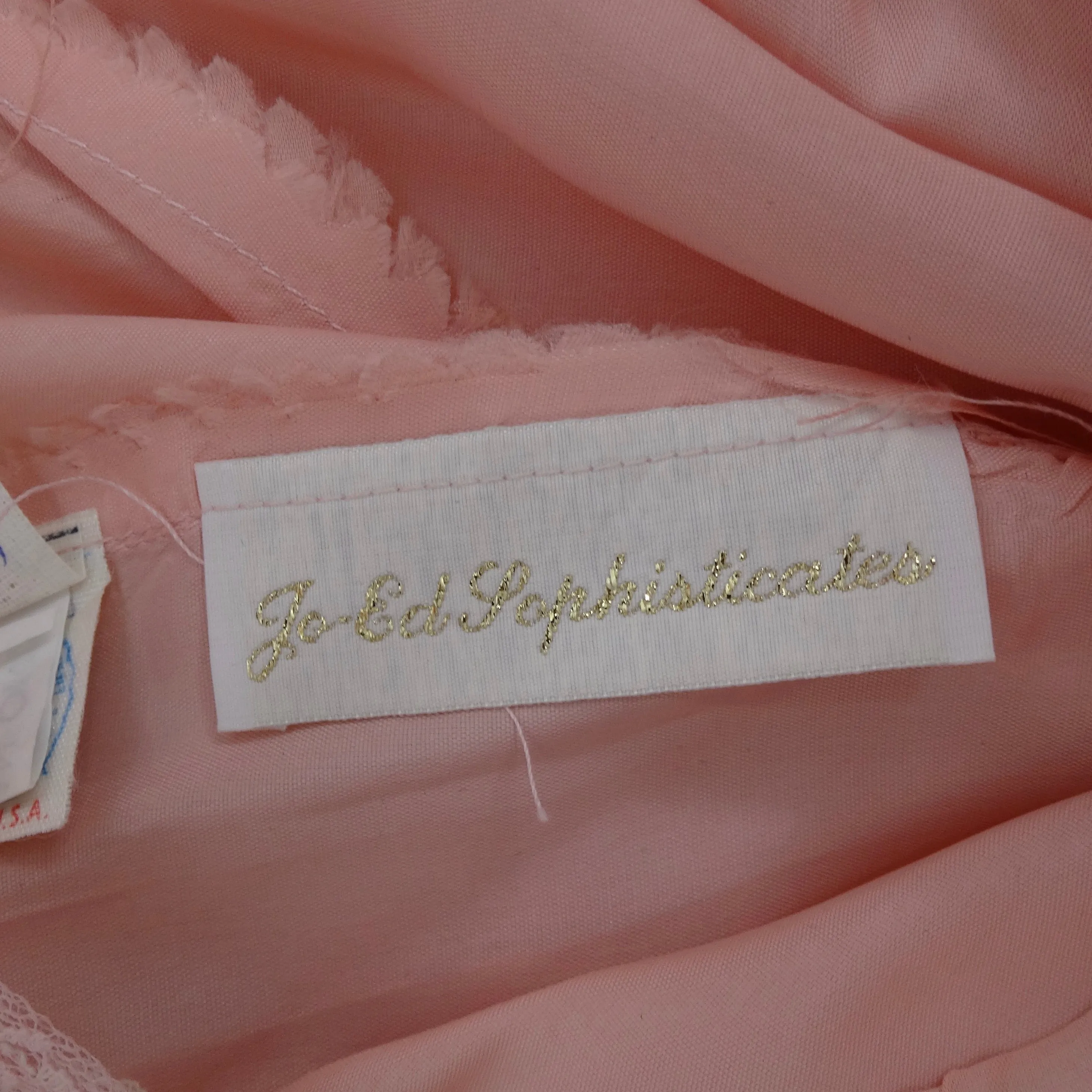 1980s Pink Lace Layered Slip & Long Sleeve Dress