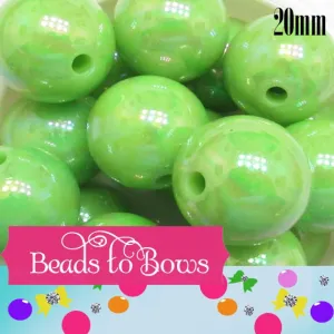 20mm AB Lime Chunky Gumball Bead, Chunky Round Acrylic Bead, Chunky Bead Supply, Bubblegum Supply, Chunky Bead