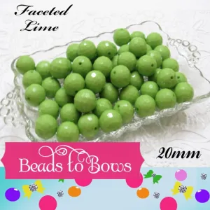 20mm Faceted Lime Disco Bubblegum Bead, Chunky Beads, Round Acrylic Beads, Chunky Bead Supply, Bubblegum Necklace Supply Beads
