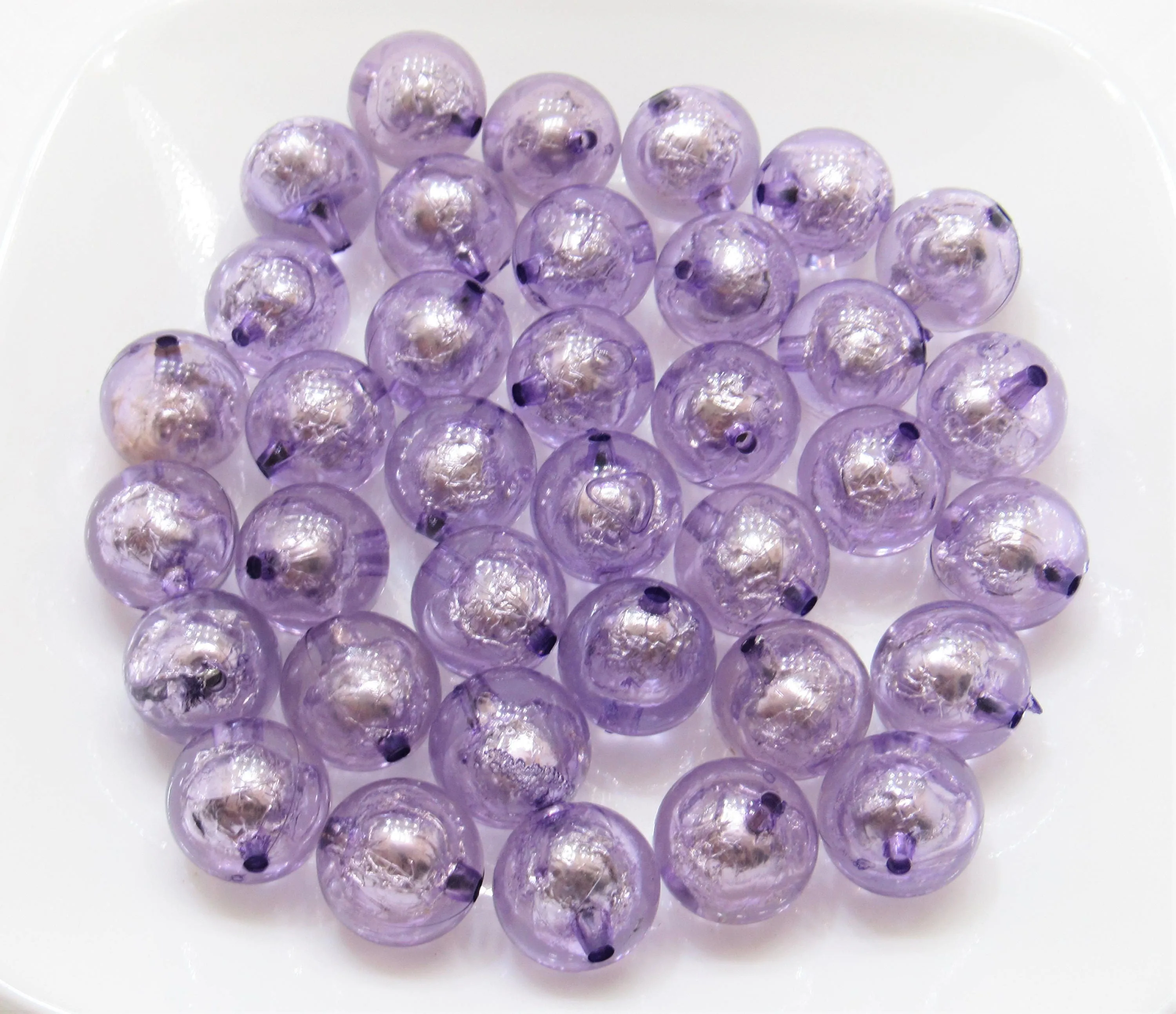 20mm Lilac Foil Beads, Bubblegum Bead In A Bead, Chunky Foil Bead, Chunky Bubblegum Necklace Bead Supply, Jewelry Supply