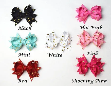 2.5in Gold Dot Chunky Bow