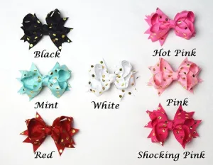 2.5in Gold Dot Chunky Bow