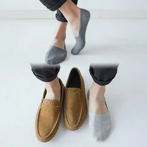 5 Pairs Anti-Slip Silicone No Show Socks 1 Set 5 color Black White Grey Dark Grey Navy Blue