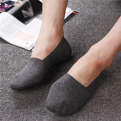 5 Pairs Anti-Slip Silicone No Show Socks 1 Set 5 color Black White Grey Dark Grey Navy Blue