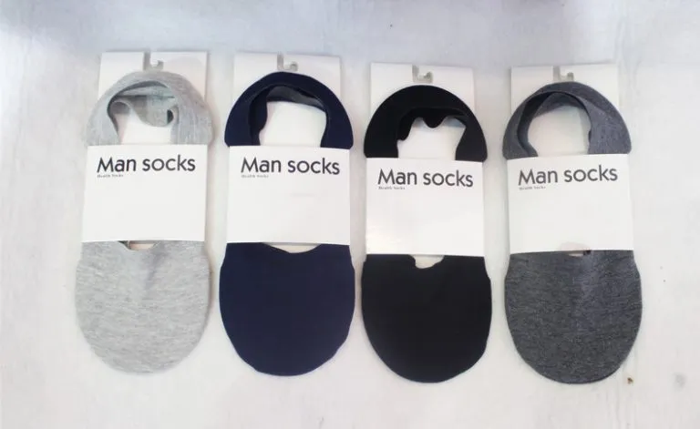 5 Pairs Anti-Slip Silicone No Show Socks 1 Set 5 color Black White Grey Dark Grey Navy Blue