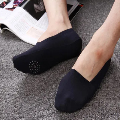 5 Pairs Anti-Slip Silicone No Show Socks 1 Set 5 color Black White Grey Dark Grey Navy Blue