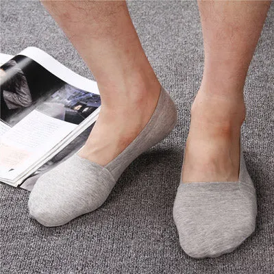 5 Pairs Anti-Slip Silicone No Show Socks 1 Set 5 color Black White Grey Dark Grey Navy Blue