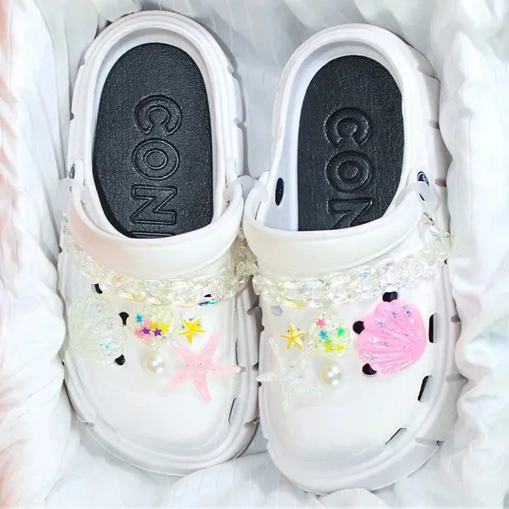 6cm DIY Platform Slippers Summer Women's Sandals Wedges Ladies Outdoor Clogs Thick Street Beach Slides Girls Garden Shoes