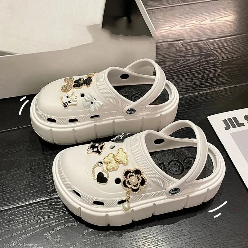 6cm DIY Platform Slippers Summer Women's Sandals Wedges Ladies Outdoor Clogs Thick Street Beach Slides Girls Garden Shoes