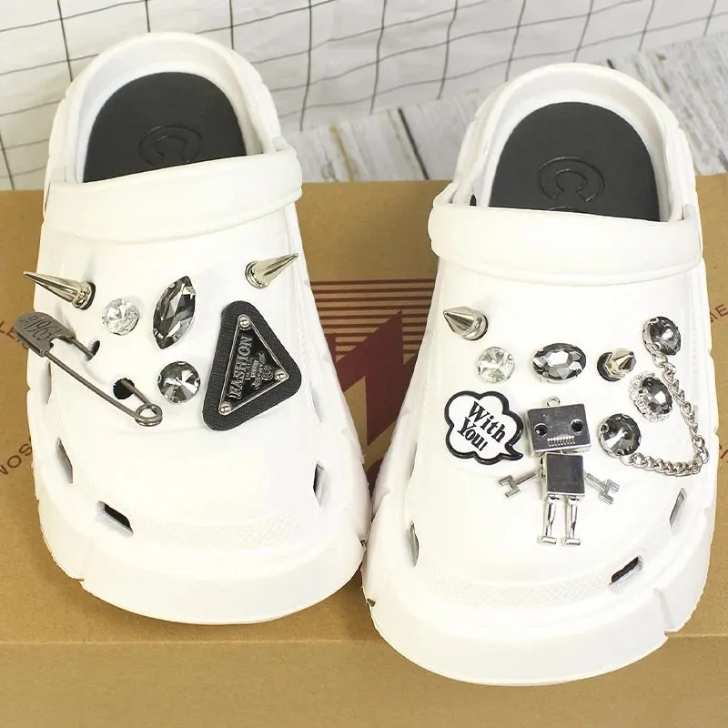 6cm DIY Platform Slippers Summer Women's Sandals Wedges Ladies Outdoor Clogs Thick Street Beach Slides Girls Garden Shoes