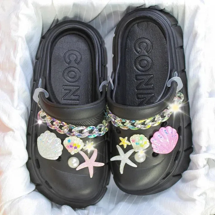 6cm DIY Platform Slippers Summer Women's Sandals Wedges Ladies Outdoor Clogs Thick Street Beach Slides Girls Garden Shoes