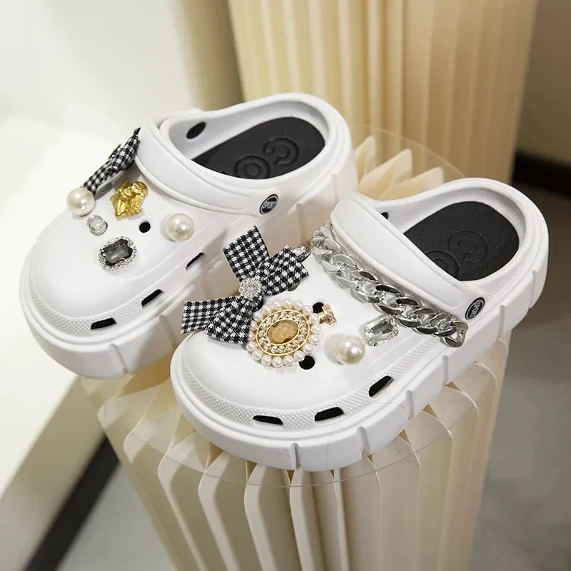 6cm DIY Platform Slippers Summer Women's Sandals Wedges Ladies Outdoor Clogs Thick Street Beach Slides Girls Garden Shoes