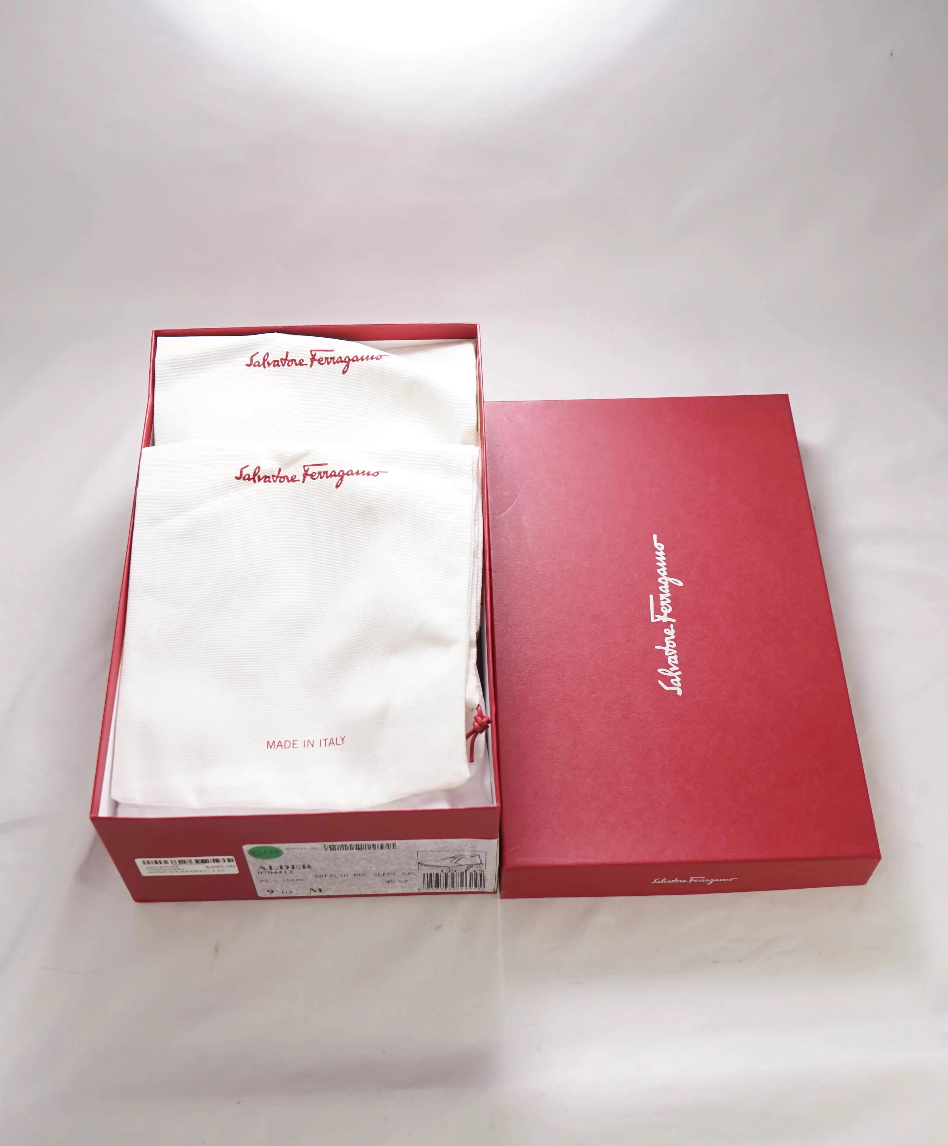 $820 SALVATORE FERRAGAMO - "ALDER" Gray Suede Logo Chukka Boot - 9.5 M US
