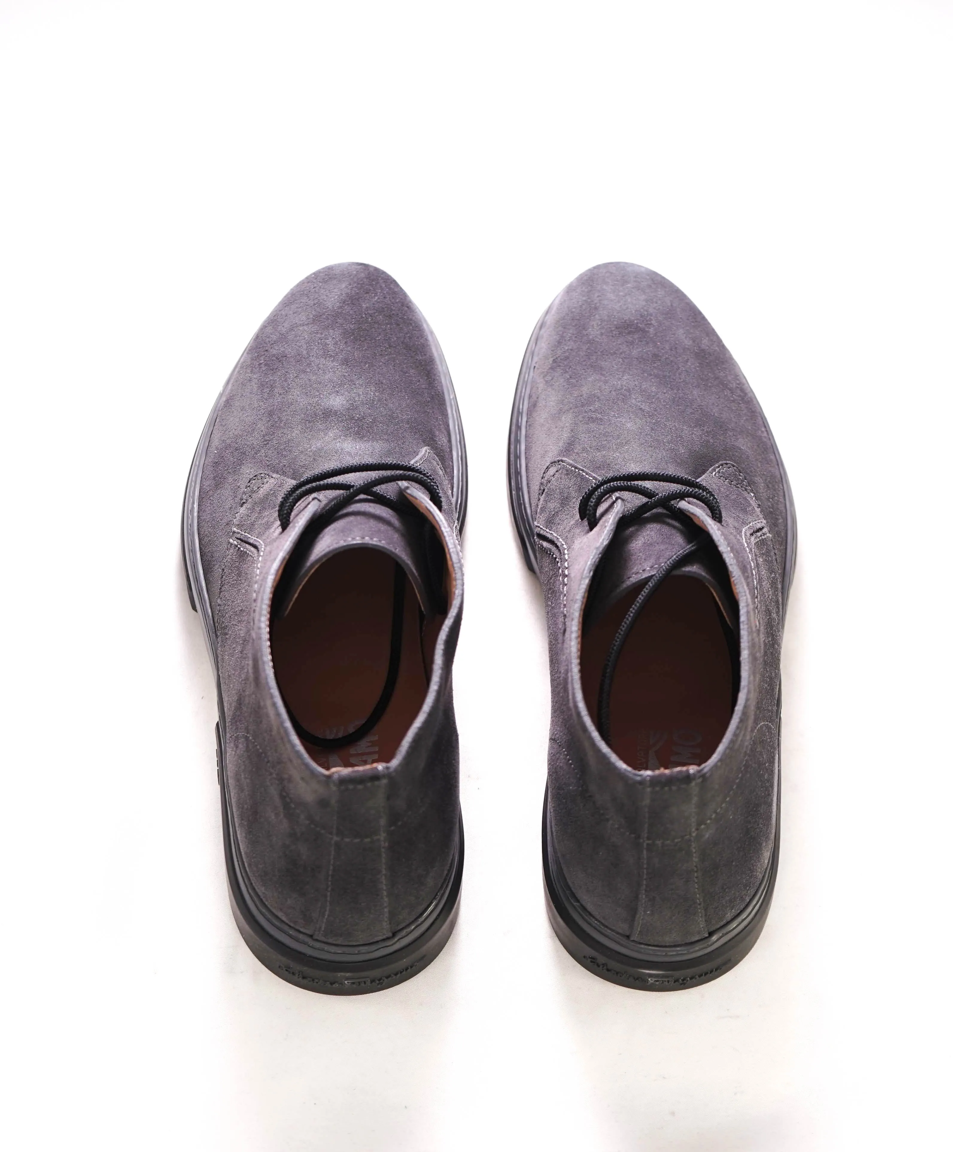 $820 SALVATORE FERRAGAMO - "ALDER" Gray Suede Logo Chukka Boot - 9.5 M US