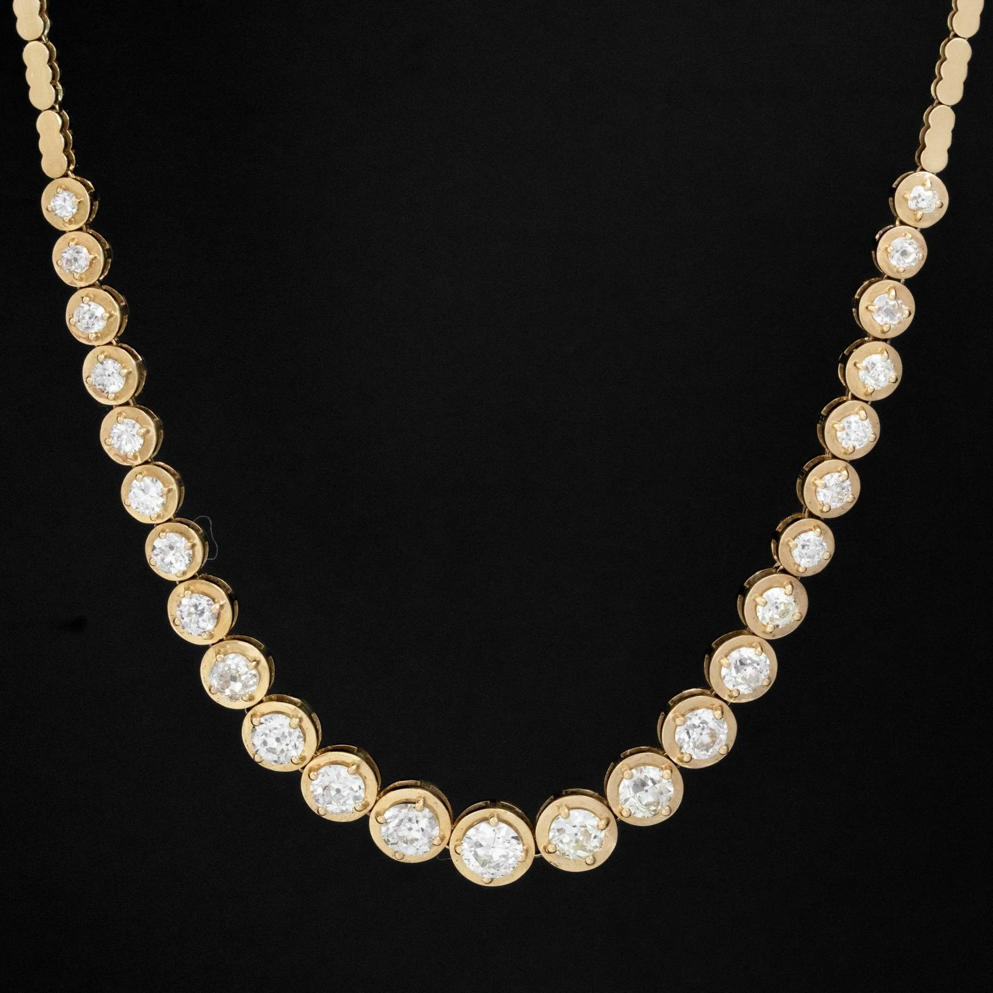 9.47ctw Old European Cut Diamond Riviere Necklace