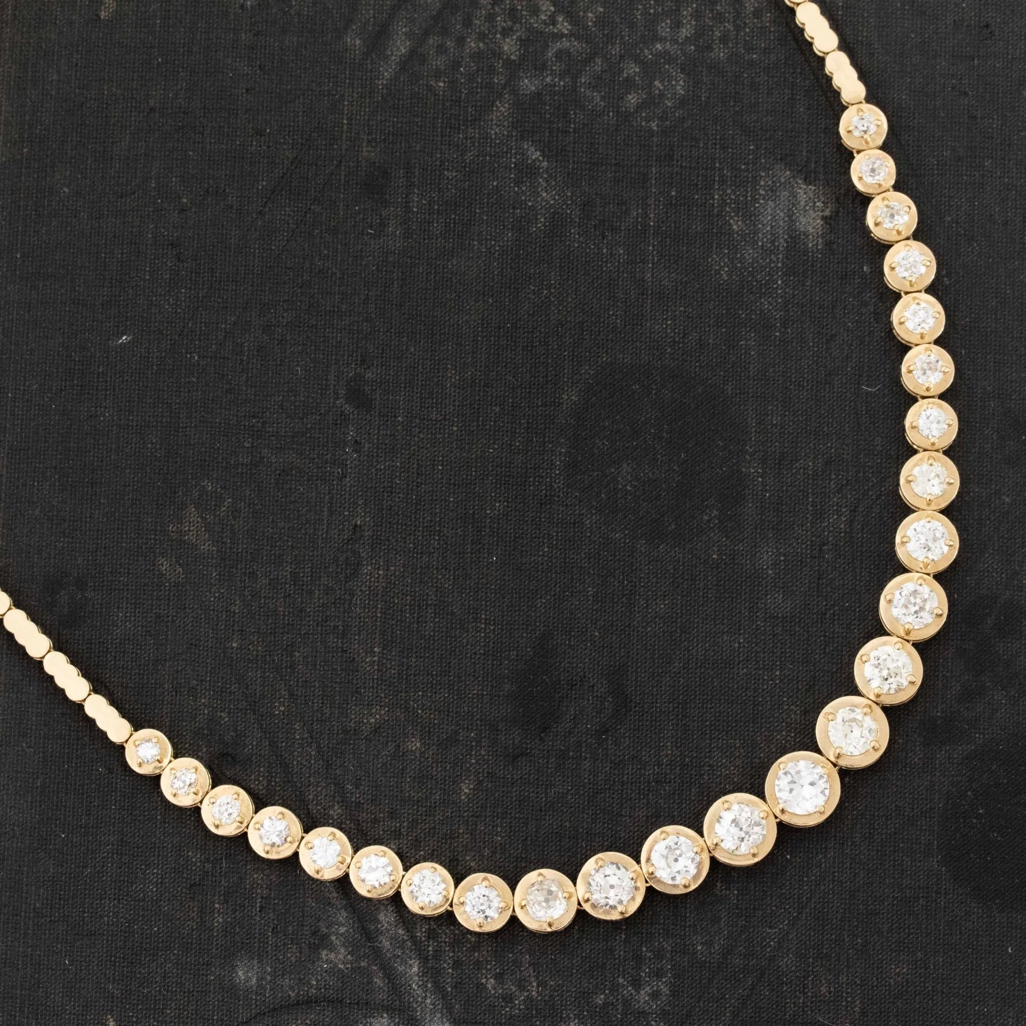 9.47ctw Old European Cut Diamond Riviere Necklace