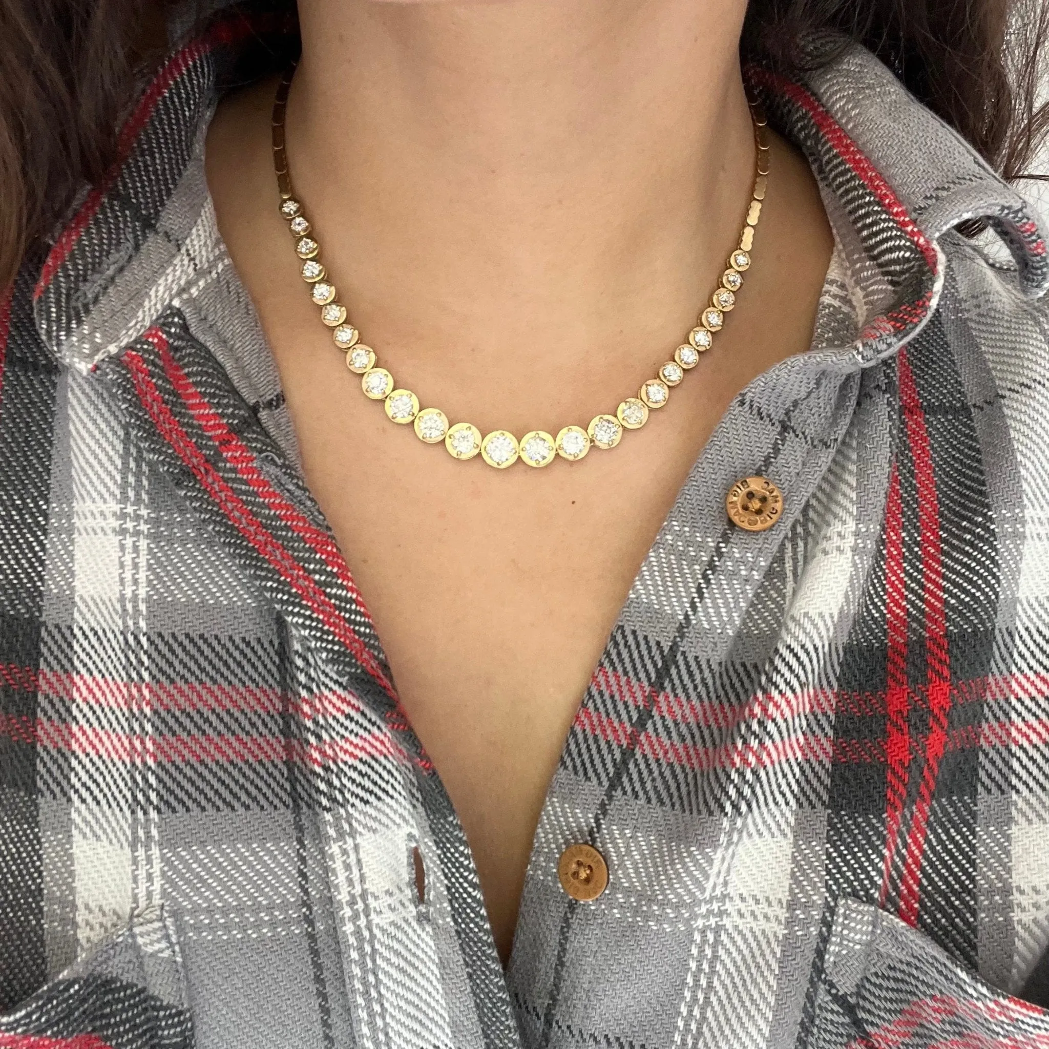 9.47ctw Old European Cut Diamond Riviere Necklace