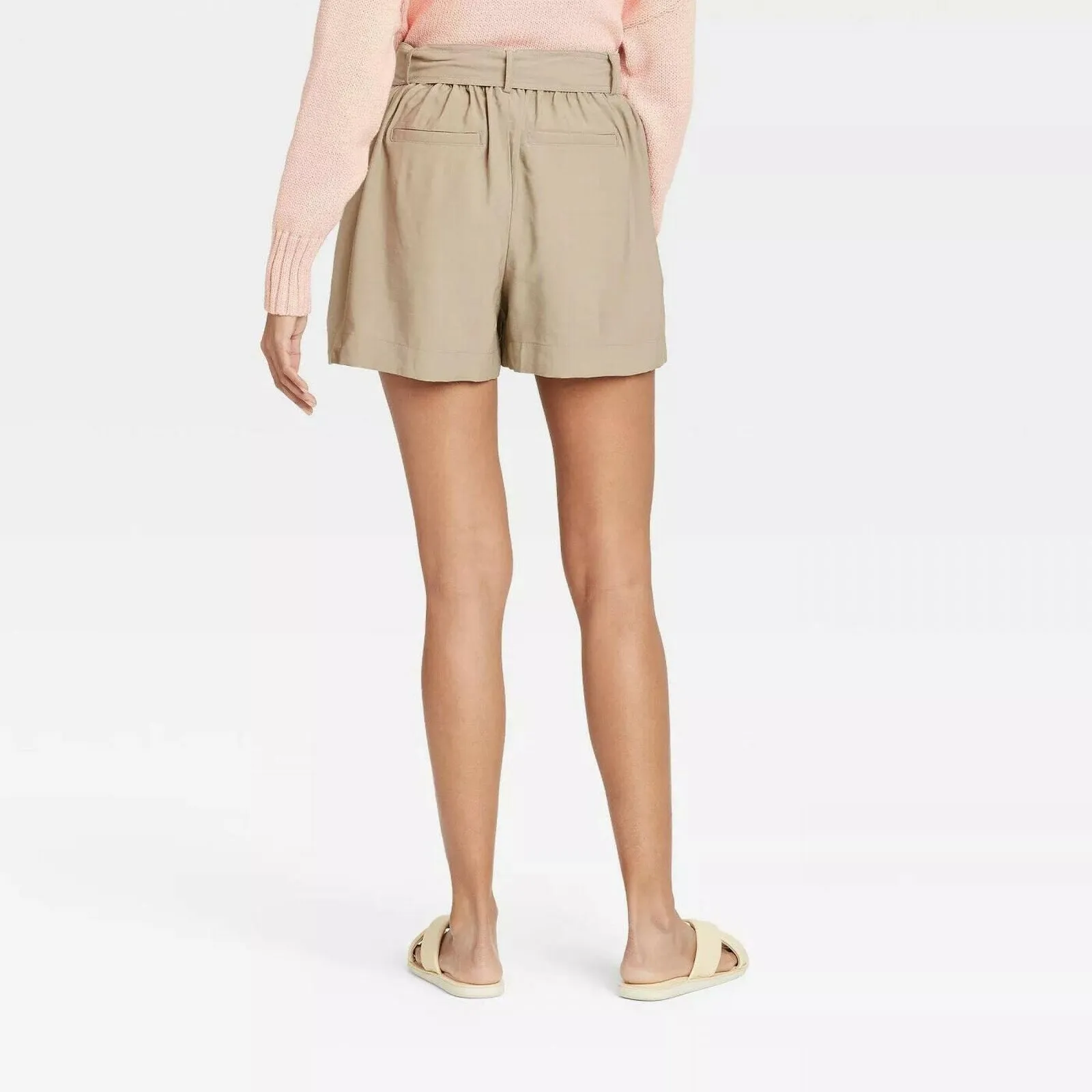 A New Day Women's Tie Waist Shorts. 555282 Khaki Beige XS
