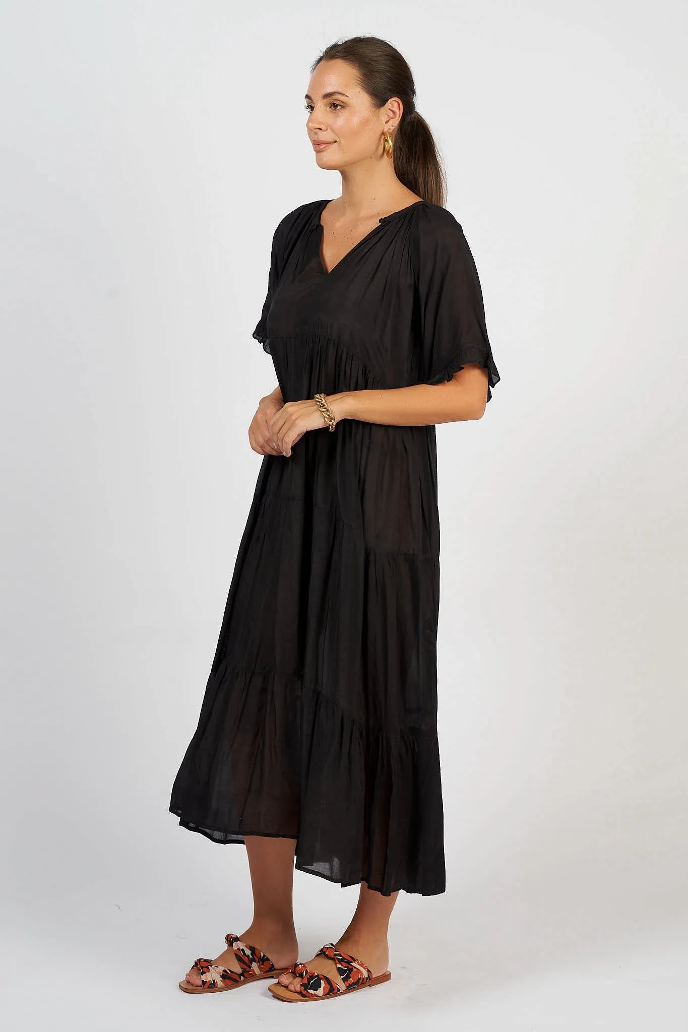 Amisha Short Sleeve Maxi Black