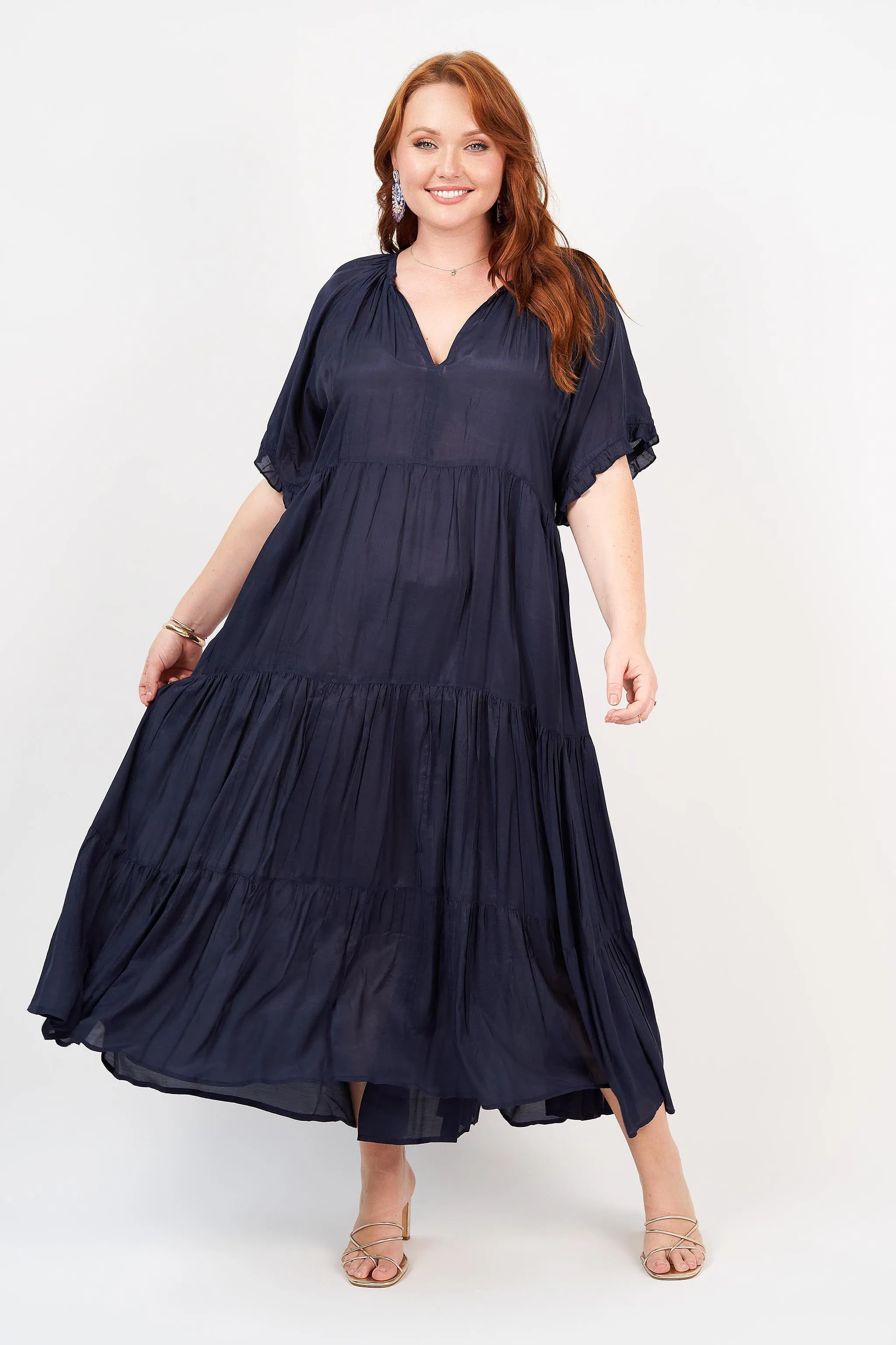 Amisha Short Sleeve Maxi Navy