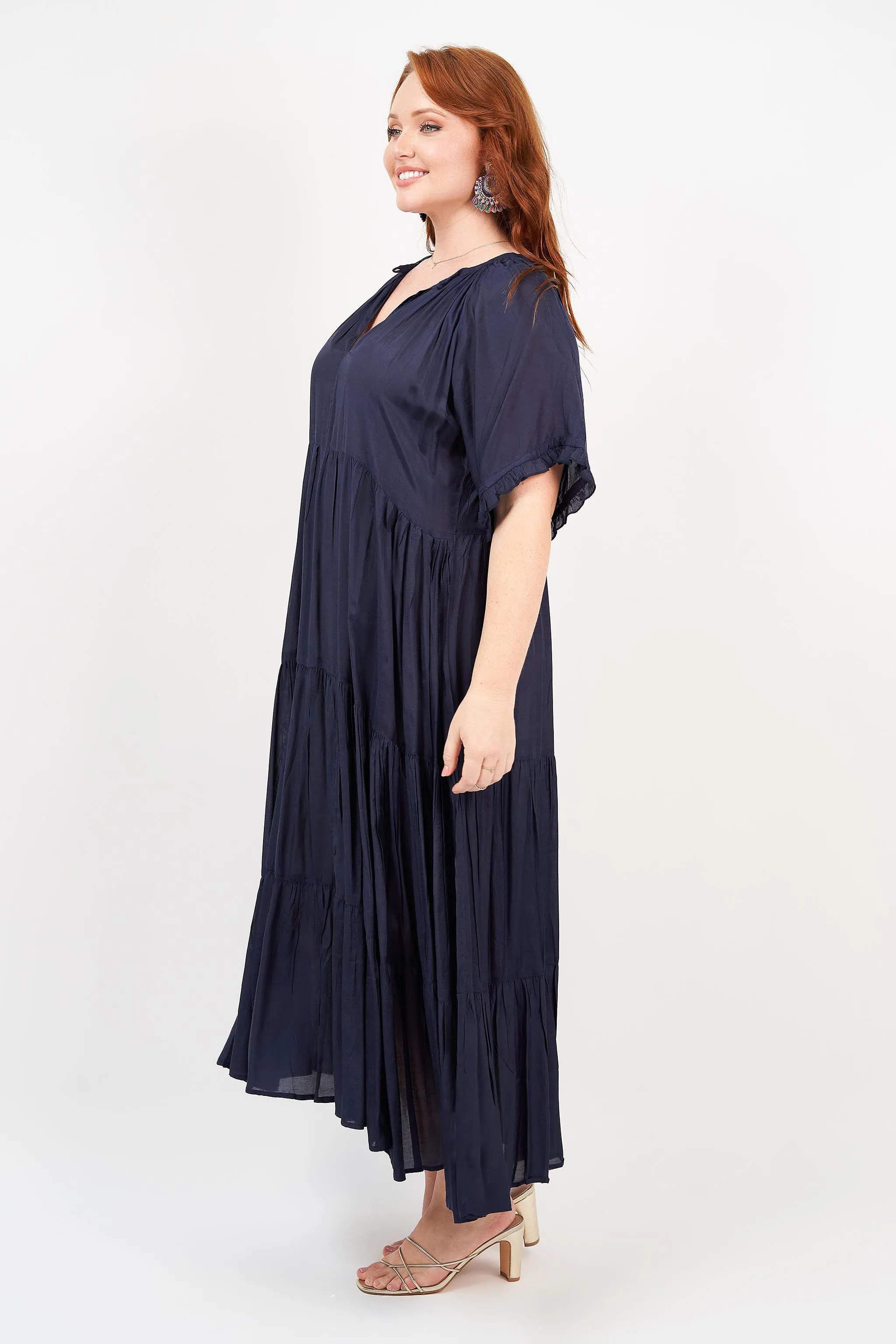 Amisha Short Sleeve Maxi Navy