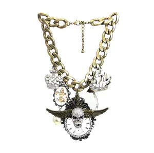 Amy Labbe Mardi Gras Necklace-Skull Crown Ship