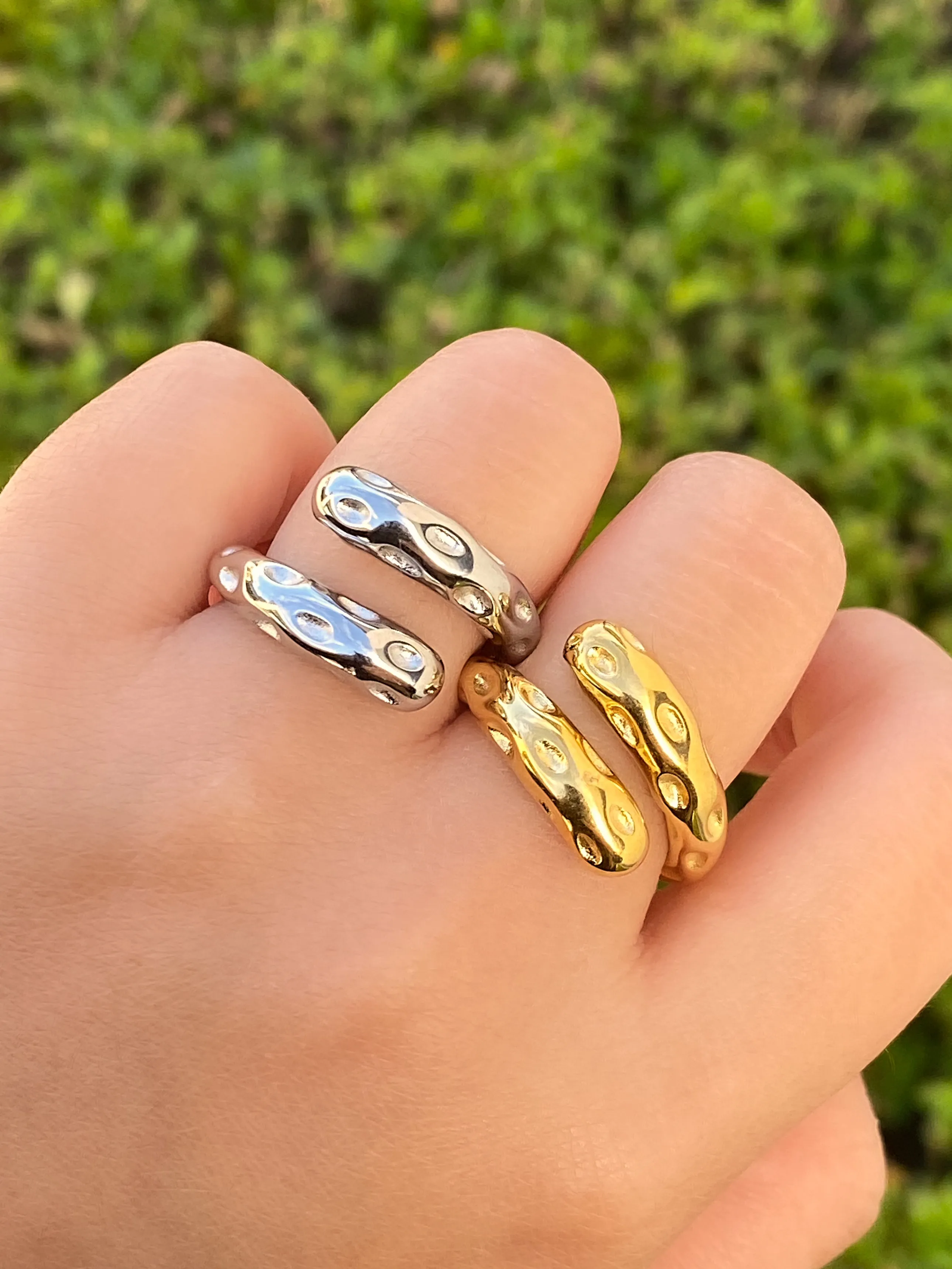 Anillo Chunky Con Textura