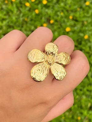 Anillo Con Flor Chunky
