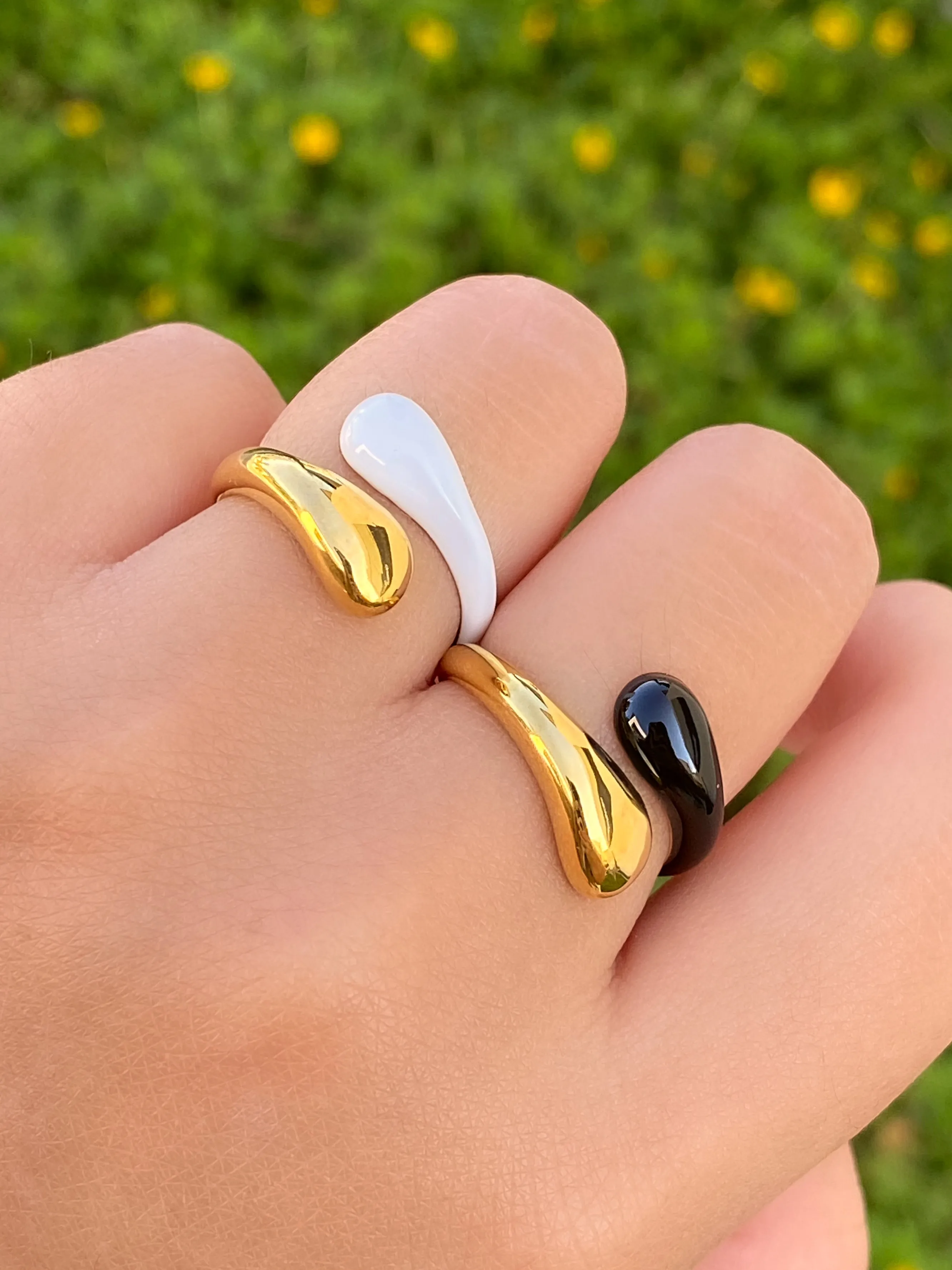 Anillo Doble Gota Bicolor