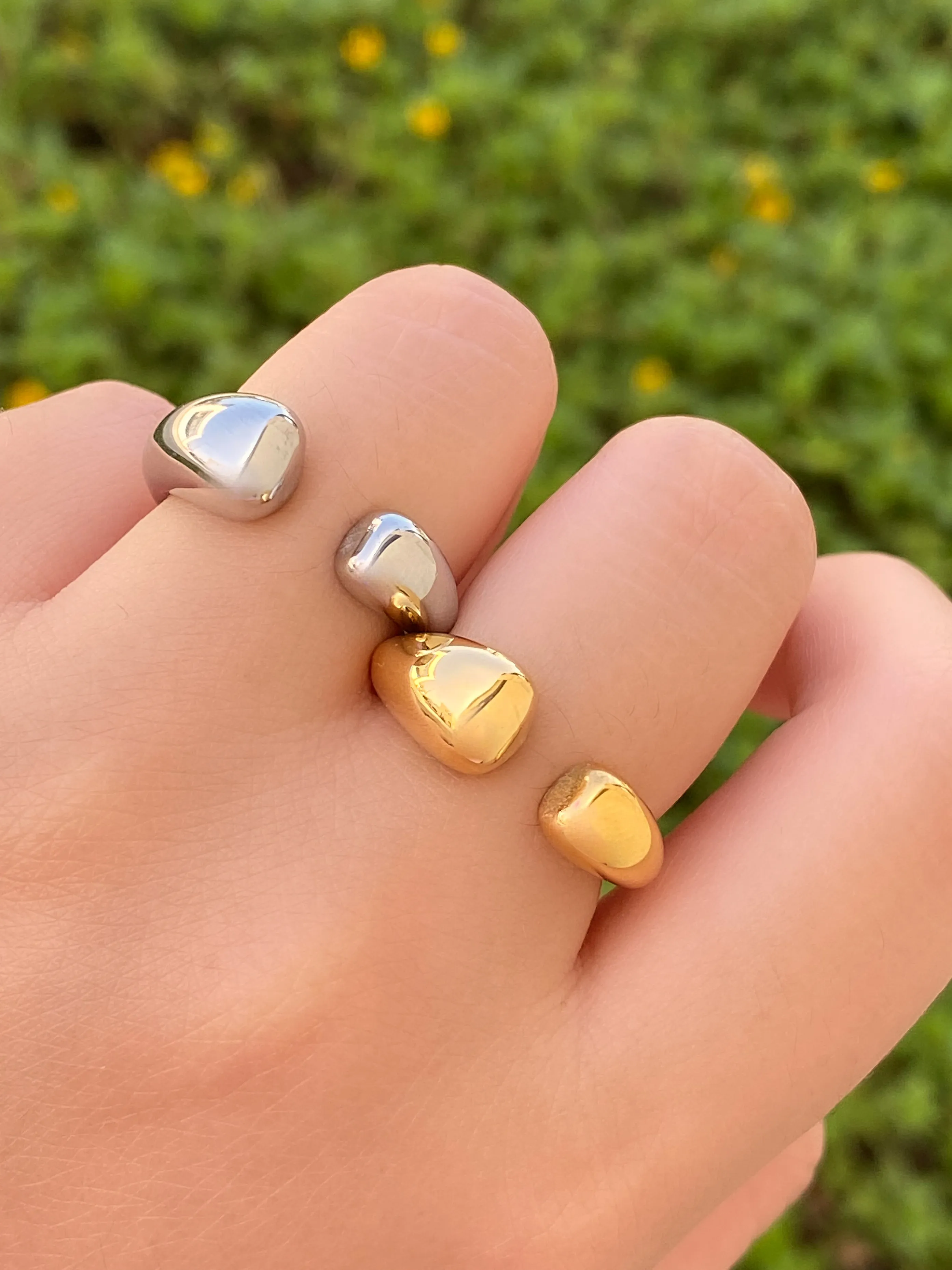 Anillo Dos Gotas Grueso Abierto