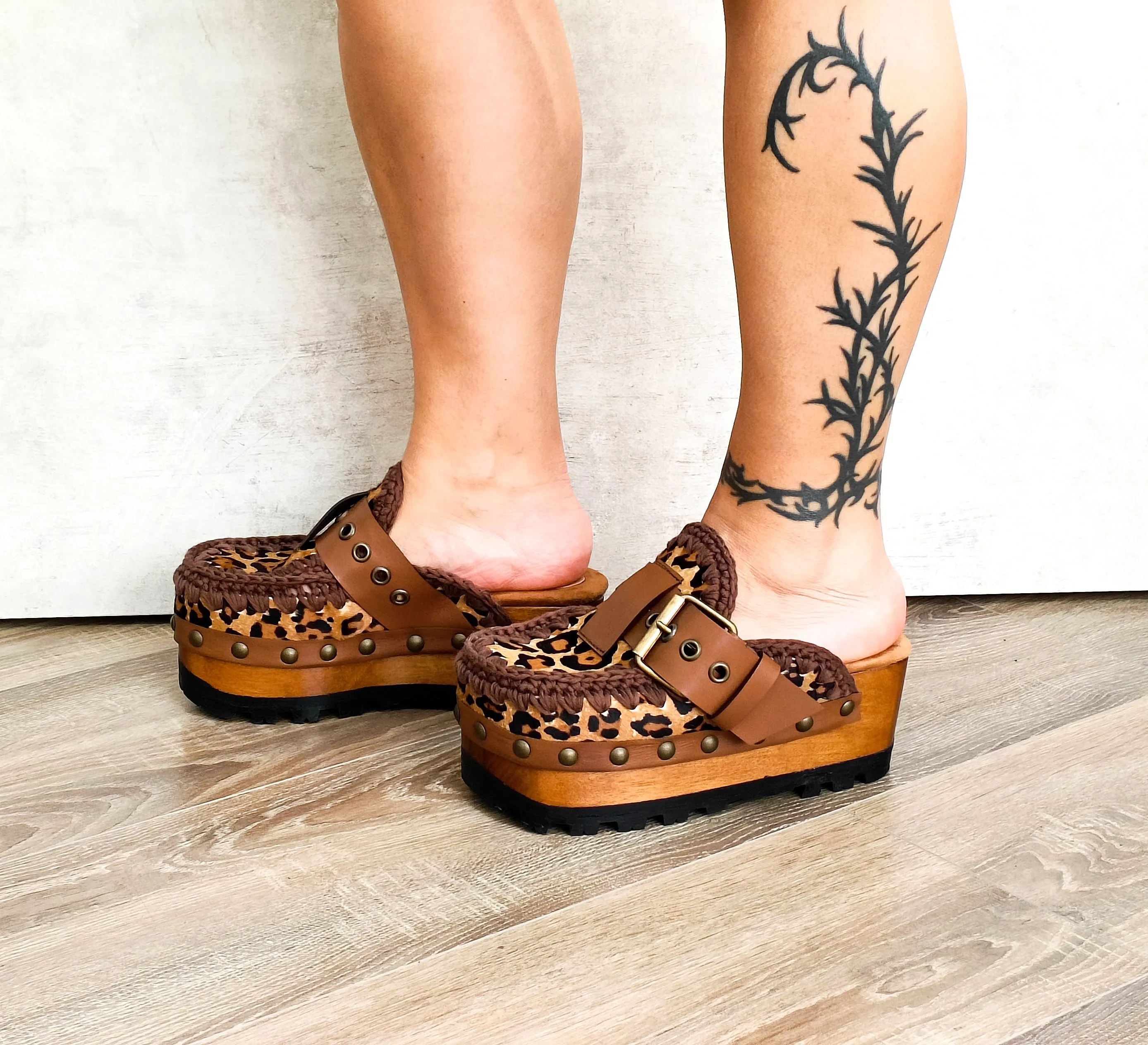 Animal print oxford clogs by Sol Caleyo