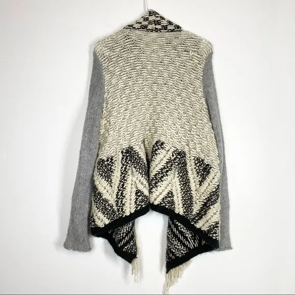 ANTHROPOLOGIE Moth Alba Fringe Sweater Chunky Knit Boho Grandpa M