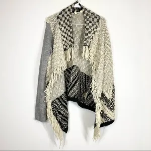 ANTHROPOLOGIE Moth Alba Fringe Sweater Chunky Knit Boho Grandpa M