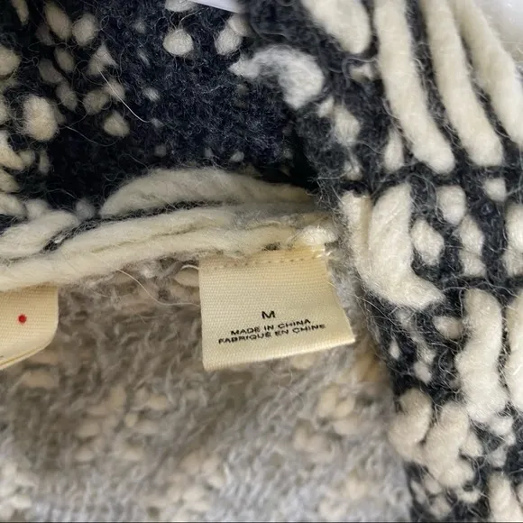 ANTHROPOLOGIE Moth Alba Fringe Sweater Chunky Knit Boho Grandpa M