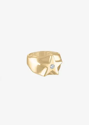 Asia Ingalls Brass Rockstar Ring With CZ Stone