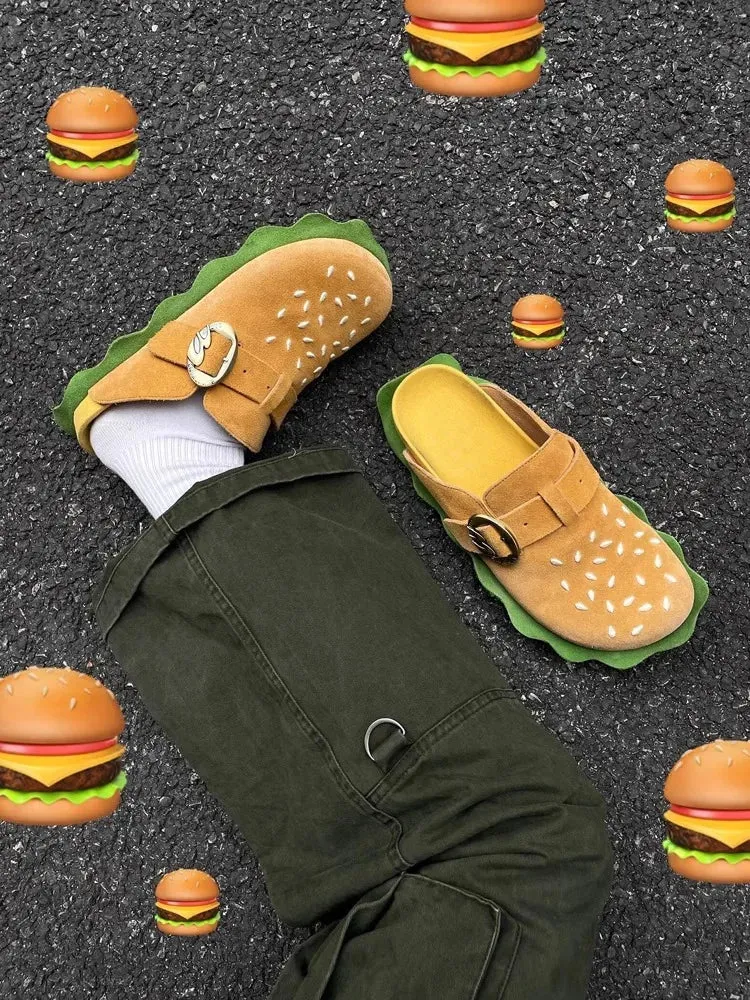 Autumn Women Slippers Funny Hamburger Shoes Platform Clogs Mules Outdoor Beach Sandals Female Casual Indoor Home Slides Loafers