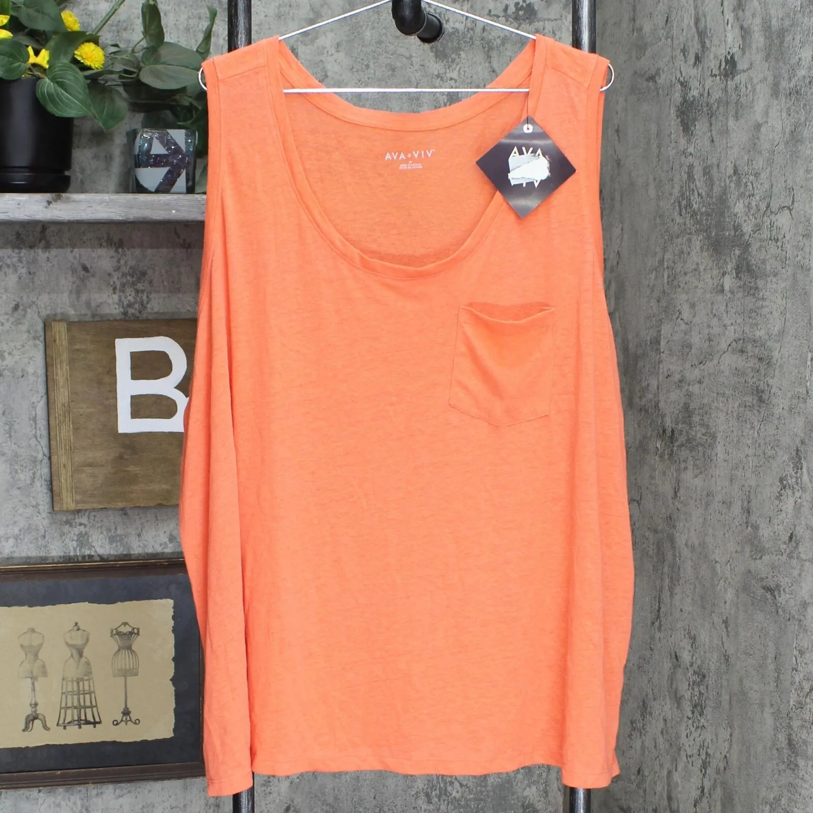 Ava & Viv Women's Plus Size Linen Tank Top