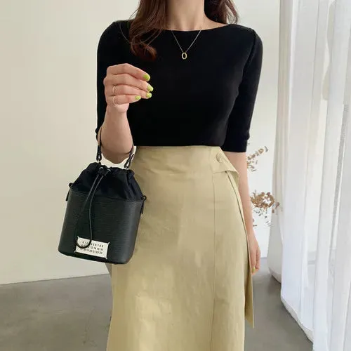 Basic O-Neck Half Sleeve Casual Slim Blouse
