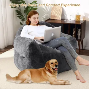 Bean Bag Chair with Filler Grey Casual