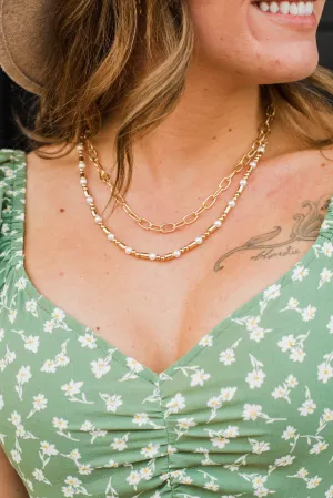 Beautiful Creation Necklace- Gold & White
