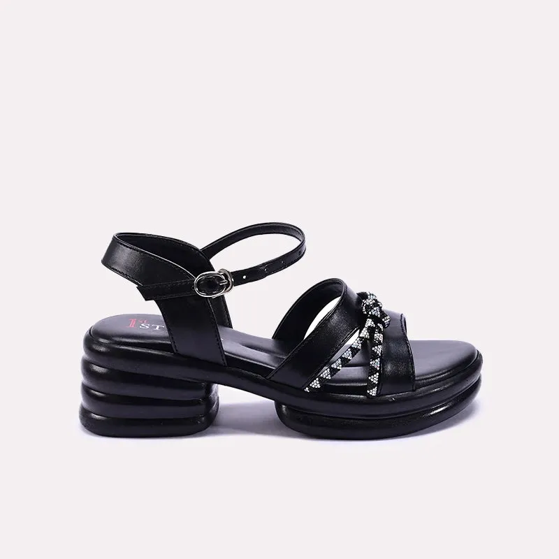 Black Chunky Heel Casual Sandals 0421422