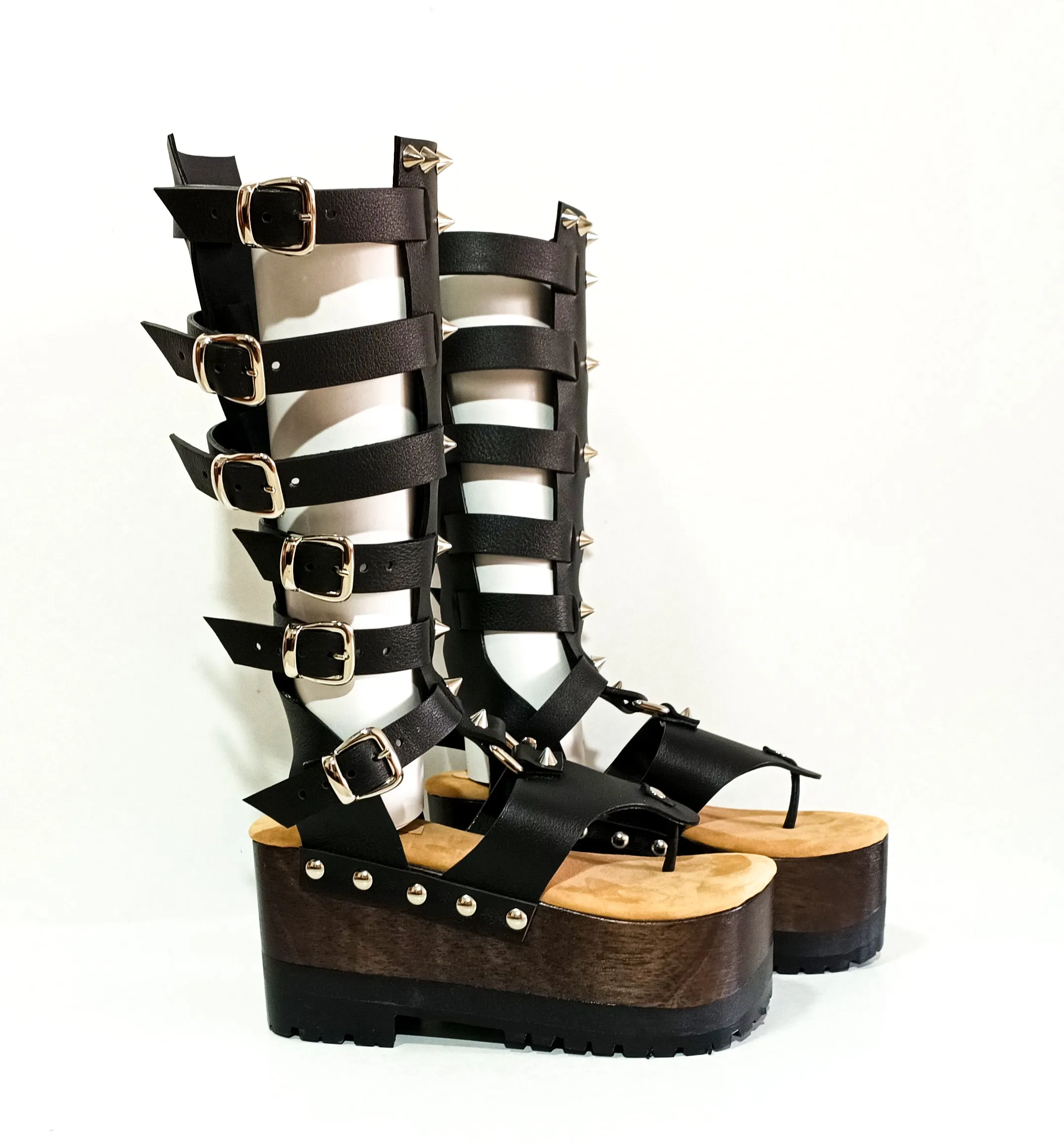 Black Gladiator Flip Flops Sandals