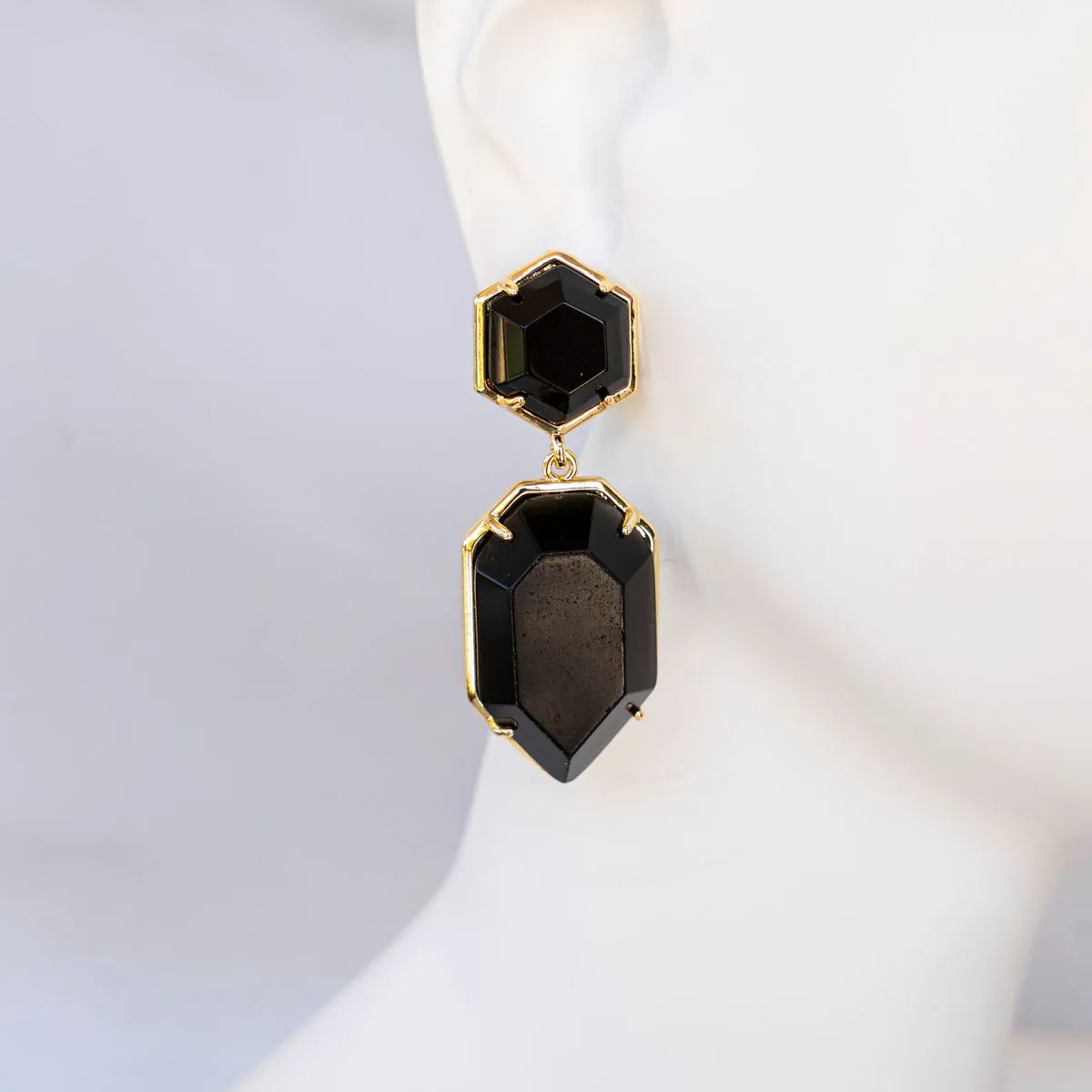 Boho & Mala Double Onyx Drop Earrings CR10019