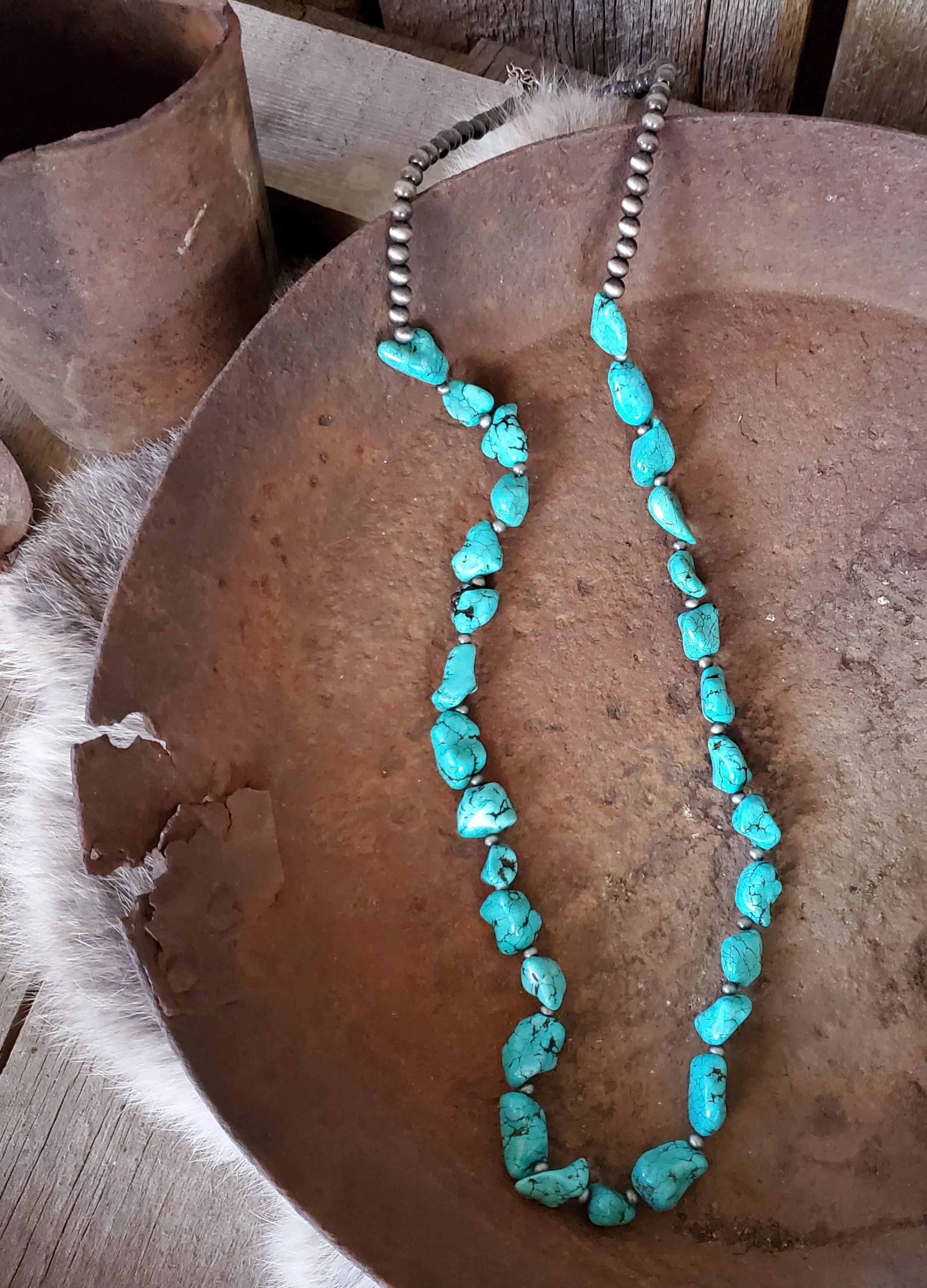 Buffalo Stone and Turquoise Single Strand Necklaces (sold individually)