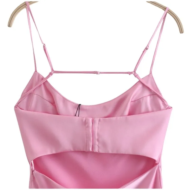Camis Pink Satin Long Dress