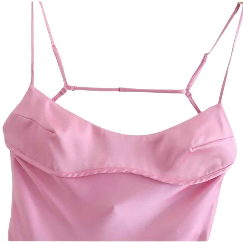 Camis Pink Satin Long Dress
