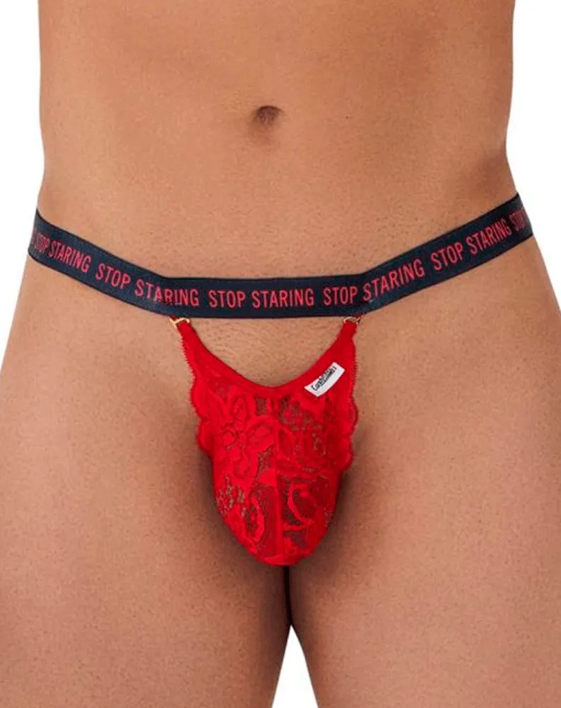 Candyman 99619 Stop Staring Lace Jockstrap Red
